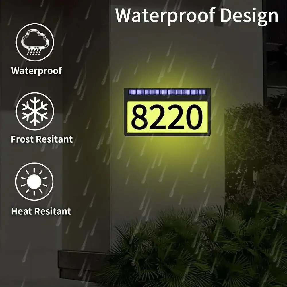 Solar Address Sign Lighted Outdoor Waterproof RGBW Color House Numbers for Home